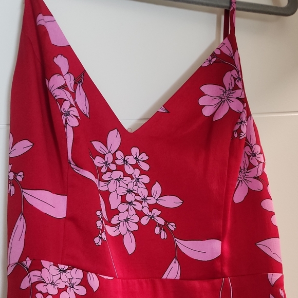 Red Floral Spaghetti Strap Romper - Picture 2 of 4